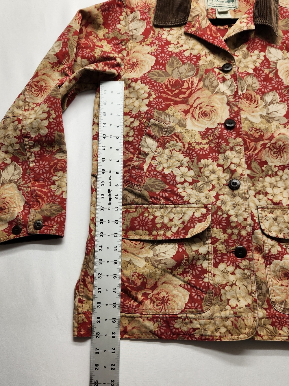 ⭐️Vintage 90s LL Bean Floral Canvas Barn Coat Lined Corduroy Large Rare Find - Picture 12 of 16